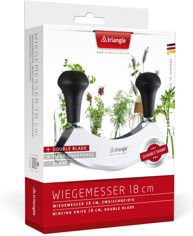 Triangle - Wood Handle Double Blade 7" Mincing Knife - TR43-222-18