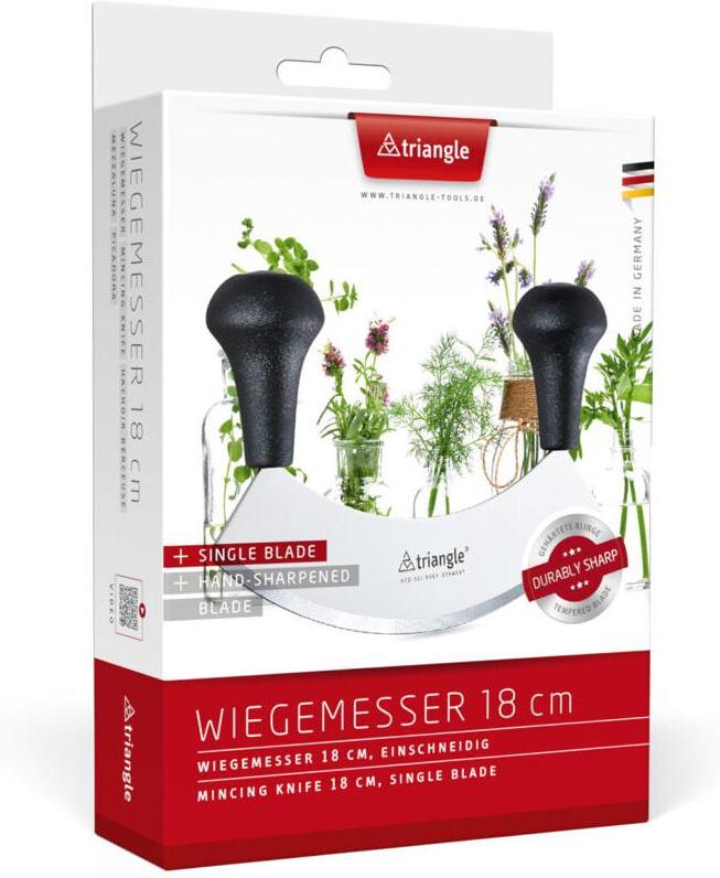 Triangle - Wood Handle Single Blade 7" Mincing Knife - TR43-221-18