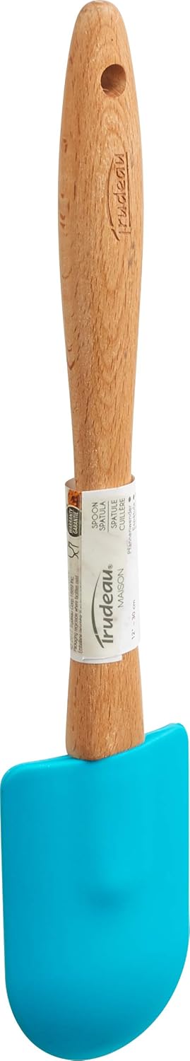Trudeau - 12" Tropical Blue Silicone And Beechwood Spoon Spatula - 05117124