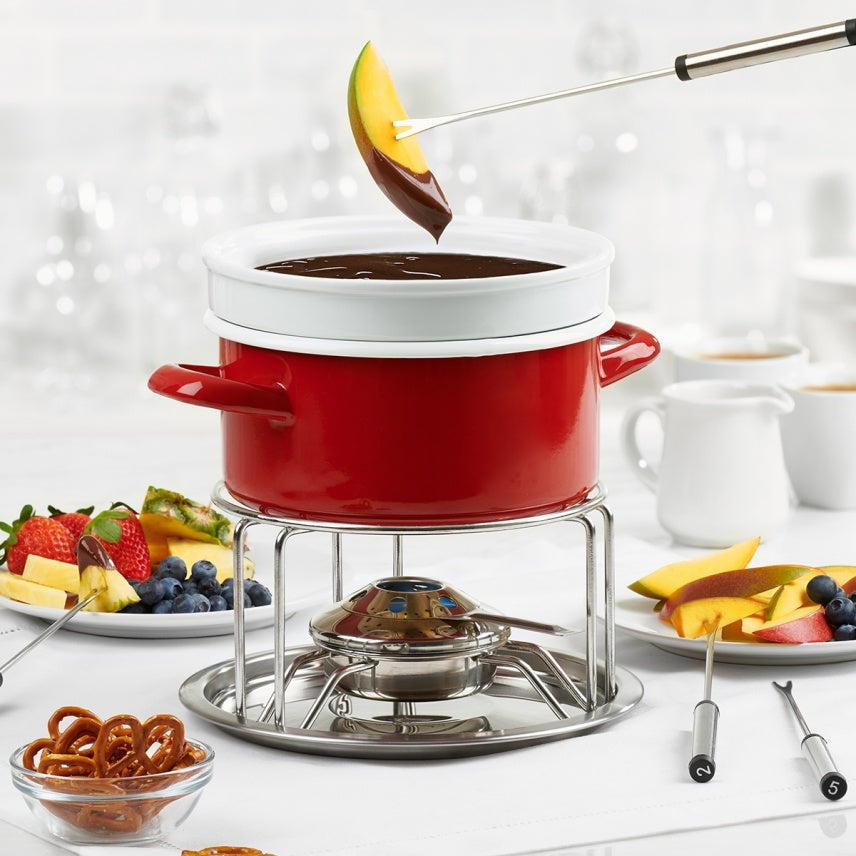 Trudeau - 3-in-1 Red Enamel Fondue Set - 08219021