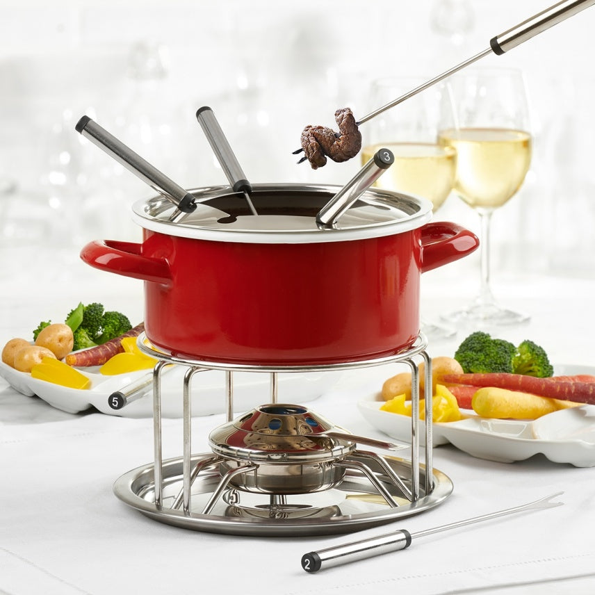 Trudeau - 3-in-1 Red Enamel Fondue Set - 08219021