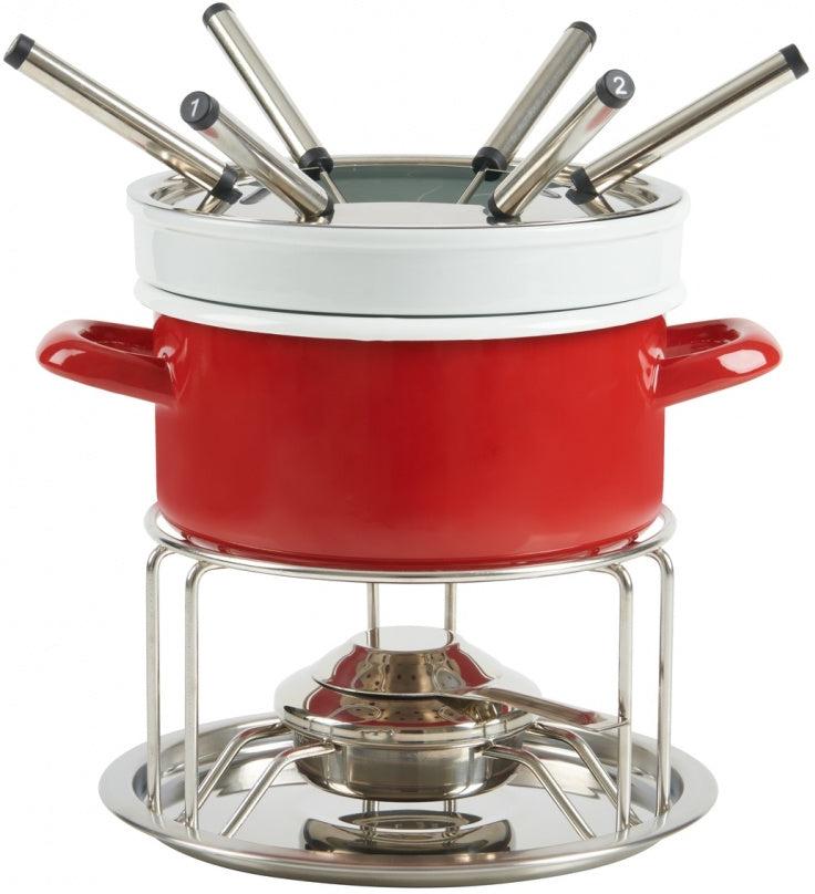Trudeau - 3-in-1 Red Enamel Fondue Set - 08219021