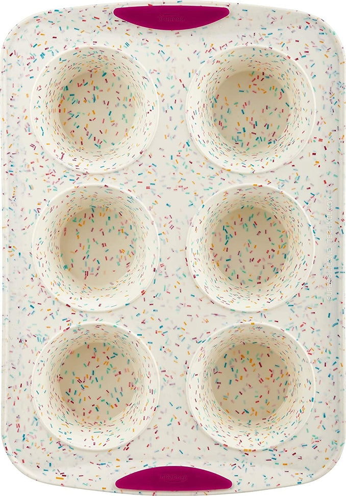 Trudeau - 6 Count Jumbo Muffin Pan Confetti Fuchsia - 05118658