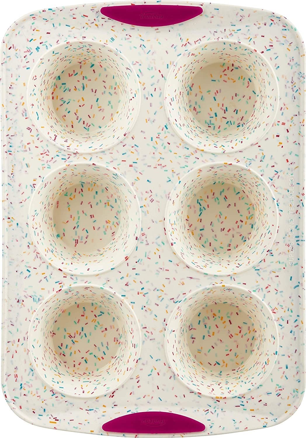 Trudeau - 6 Count Jumbo Muffin Pan Confetti Fuchsia - 05118658