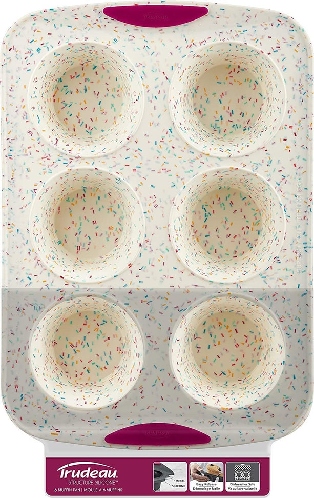 Trudeau - 6 Count Jumbo Muffin Pan Confetti Fuchsia - 05118658