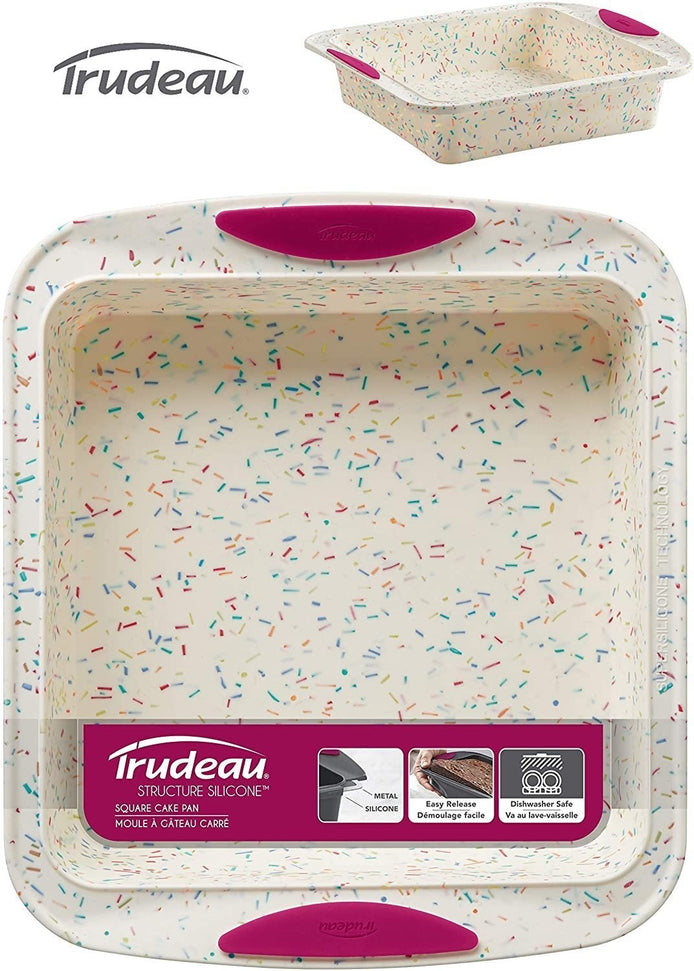 Trudeau - 8" x 8" Square Cake Pan Confetti Fuchsia - 05118556