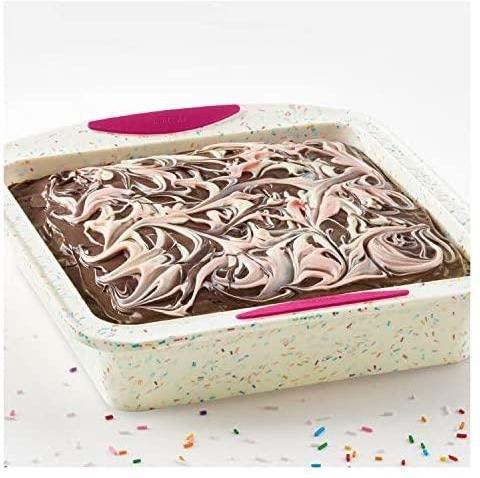 Trudeau - 8" x 8" Square Cake Pan Confetti Fuchsia - 05118556