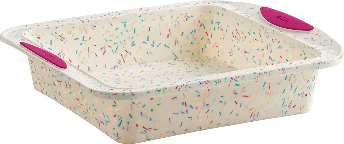 Trudeau - 8" x 8" Square Cake Pan Confetti Fuchsia - 05118556