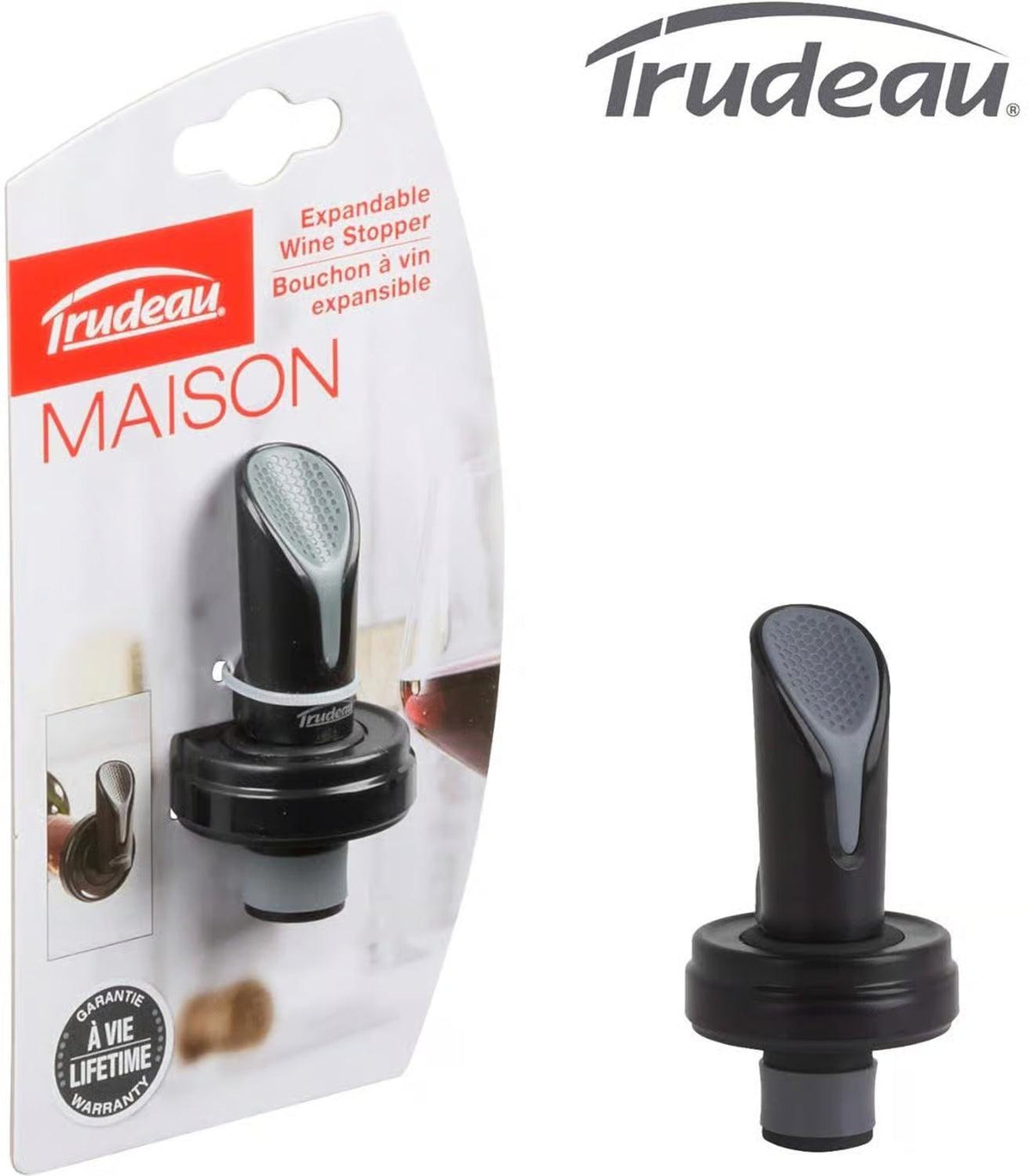 Trudeau - Black Stainless Steel Expandable Wine Stopper - 0578434