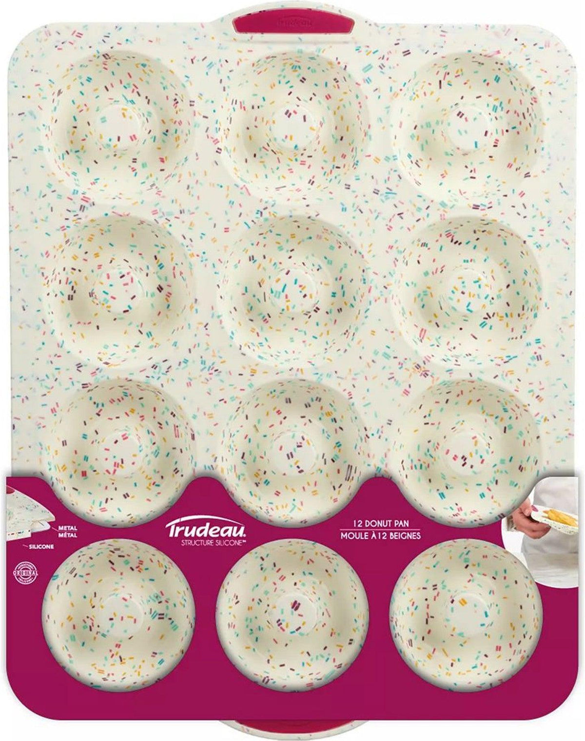 Trudeau - Confetti Fuchsia 12 Cavity Jumbo Donut Mega Pan - 05121042