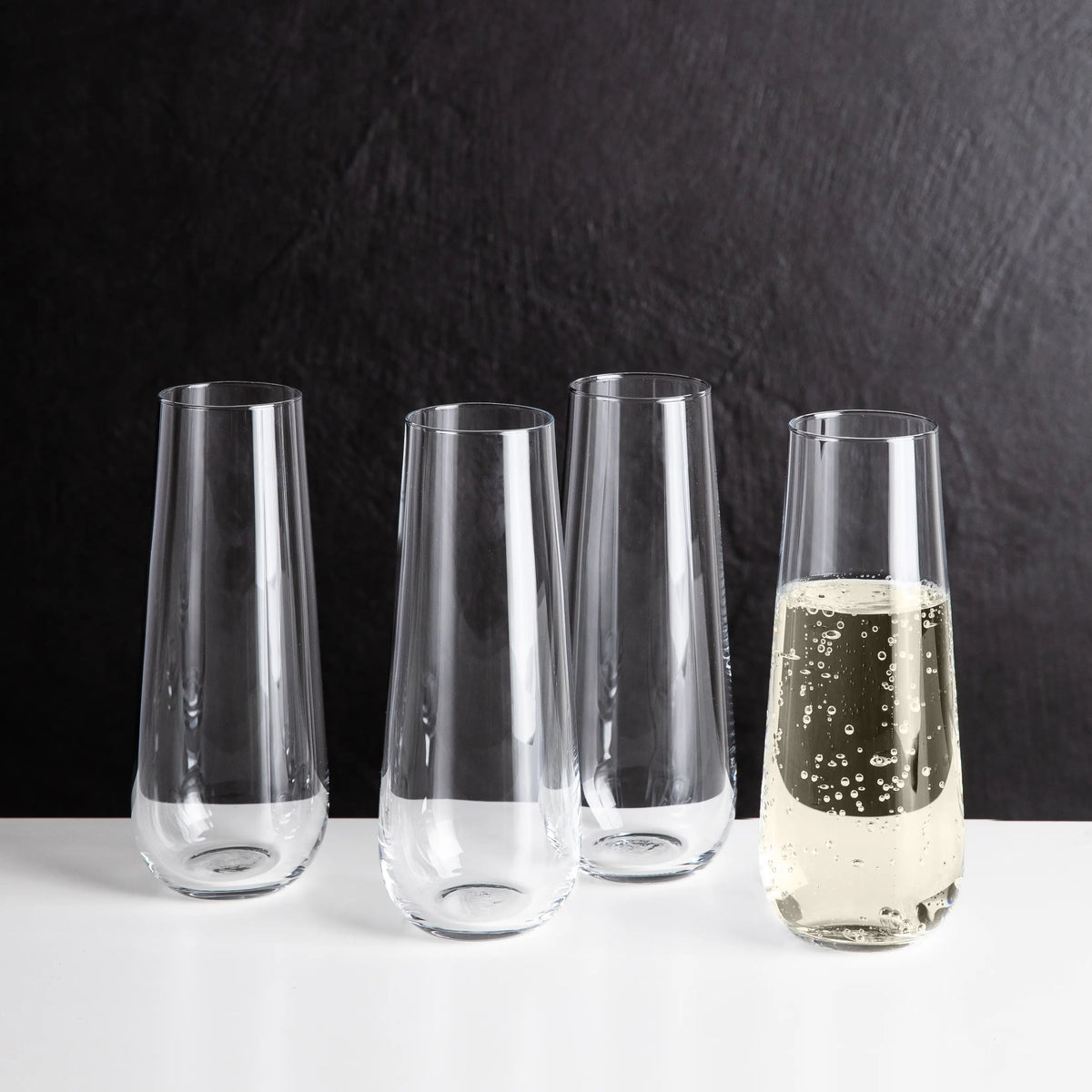 Trudeau - Gala 8 oz Stemless Champagne Flutes, Pack of 4 - 490036702001