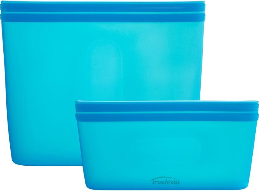Trudeau - Silicone Stand-Up Blue Food Storage Bags, Pack of 2 - 03020122