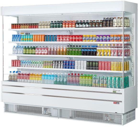 Turbo Air - 100.2" White Full-Height Vertical Air Curtain Open Display Merchandiser Including 8 Adjustable Shelves - TOM-96SEW-N (ETA 5-6 Weeks)