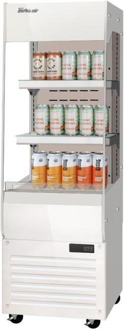 Turbo Air - 19.6" White Slim Profile Horizontal Open Display Merchandiser With 2 Adjustable Tempered Glass Shelves + Deck - TOM20-60N-W (ETA 5-6 Weeks)
