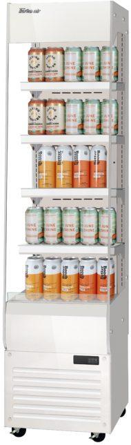 Turbo Air - 19.6" White Slim Profile Horizontal Open Display Merchandiser With 4 Adjustable Tempered Glass Shelves + Deck - TOM20-75N-W (ETA 5-6 Weeks)