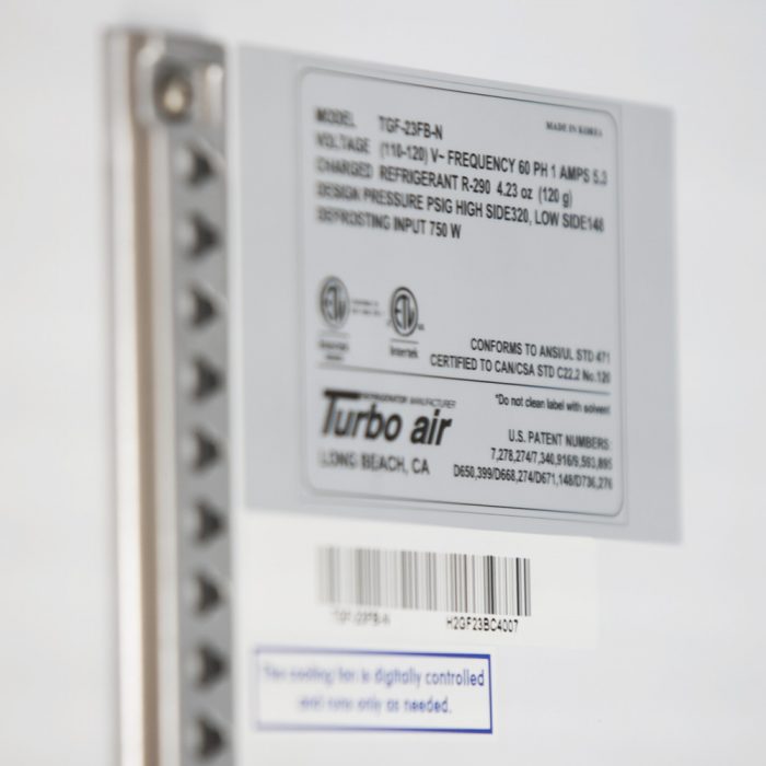 Turbo Air - 27" Black Swing Door Freezer with LED Side Panel - TGF-23F(B)-N (ETA 5-6 Weeks)