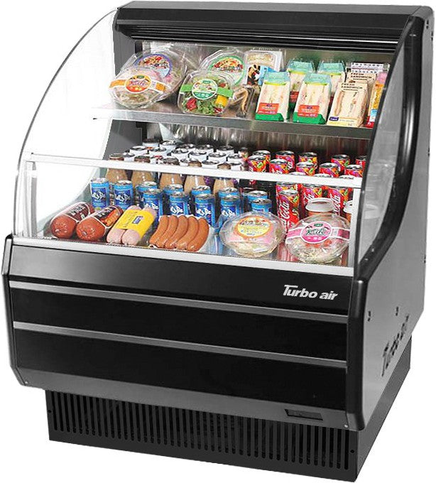 Turbo Air - 28" Commercial Low-Profile Black Horizontal Open Air Display Merchandiser - TOM-30LB-N (ETA 5-6 Weeks)