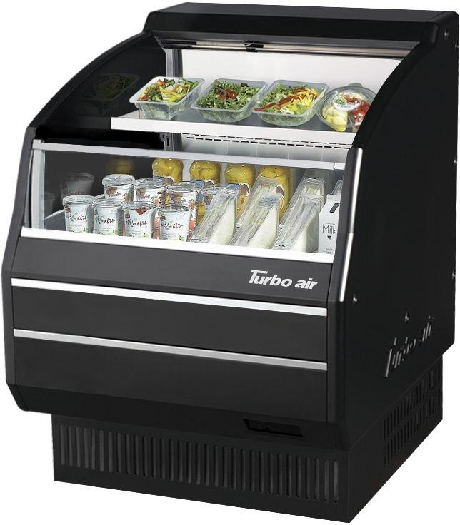 Turbo Air - 28.2" Black Low Profile Horizontal Open Display Merchandiser with 1 Adjustable Shelf - TOM-30LB-SP(-A)-N (ETA 5-6 Weeks)