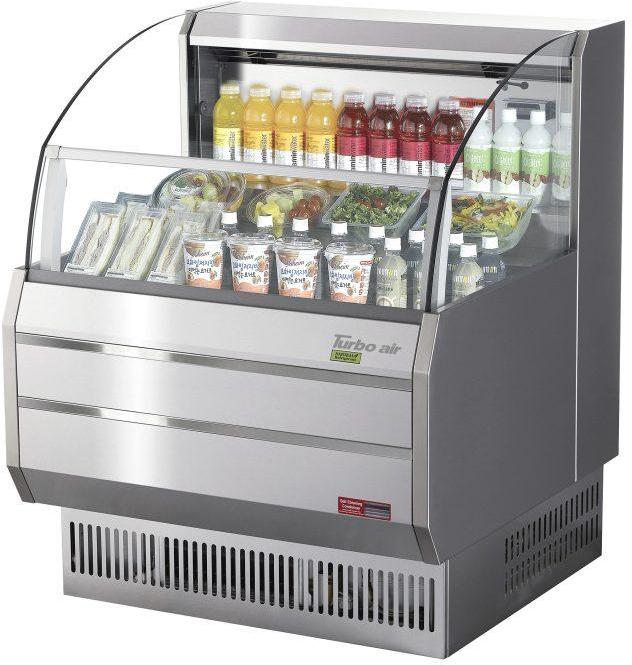 Turbo Air - 28.2" Silver Horizontal Open Display Merchandiser with 3 Solid Flat Shelves - TOM-30SS-N (ETA 5-6 Weeks)