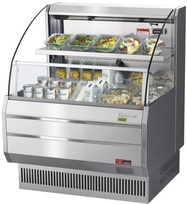 Turbo Air - 28.2" Silver Low Profile Horizontal Open Display Merchandiser with 1 Solid Shelf - TOM-30LS-N (ETA 5-6 Weeks)