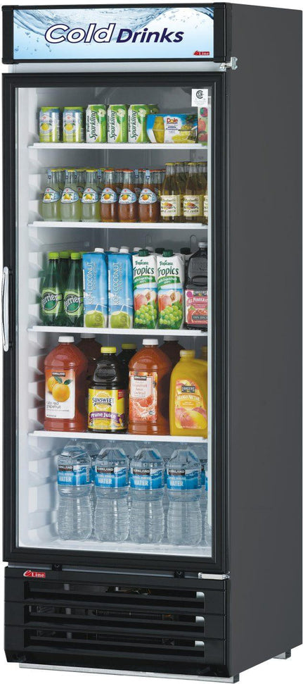 Turbo Air - 28.75" Black Refrigerated Glass Door Merchandiser with LED Lighting and Advertising Panel - TGM-22RVB-N6 (ETA 5-6 Weeks)