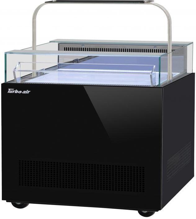 Turbo Air - 30.25" Black Open Display Sandwich & Cheese Merchandiser with Glass Sneeze Guard - TOS-30NN-D-B (ETA 5-6 Weeks)