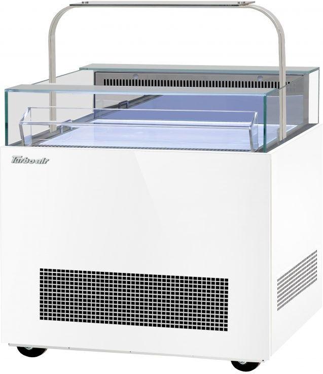 Turbo Air - 30.25" White Open Display Sandwich & Cheese Merchandiser with Glass Sneeze Guard - TOS-30NN-D-W (ETA 5-6 Weeks)