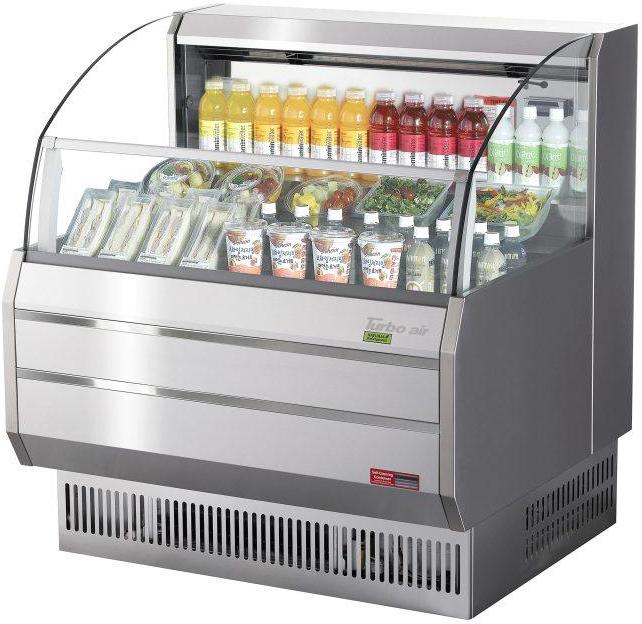 Turbo Air - 34.6" Silver Horizontal Open Display Merchandiser With 3 Solid Flat Shelves - TOM-40SS-N (ETA 5-6 Weeks)