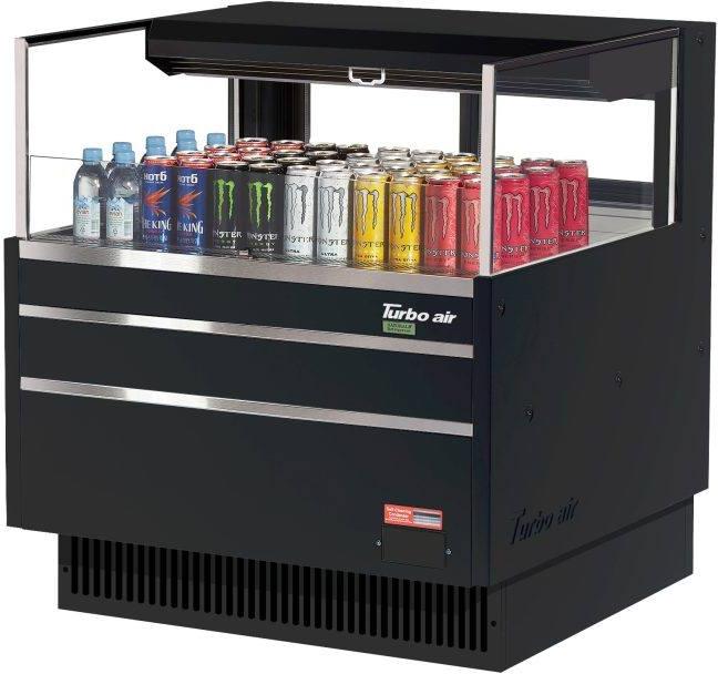 Turbo Air - 34.75" Black Low Profile Horizontal Open Display Case - TOM-36L-UFD-B-1S-N (ETA 5-6 Weeks)