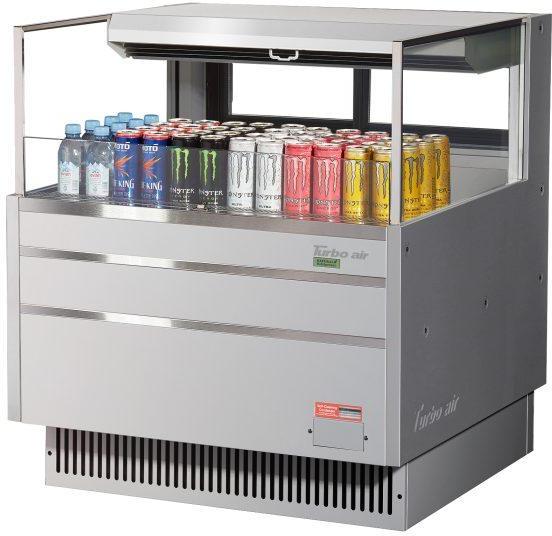 Turbo Air - 34.75" Silver Low Profile Horizontal Open Display Merchandiser Case with Deck Only - TOM-36L-UFD-S-1S-N (ETA 5-6 Weeks)