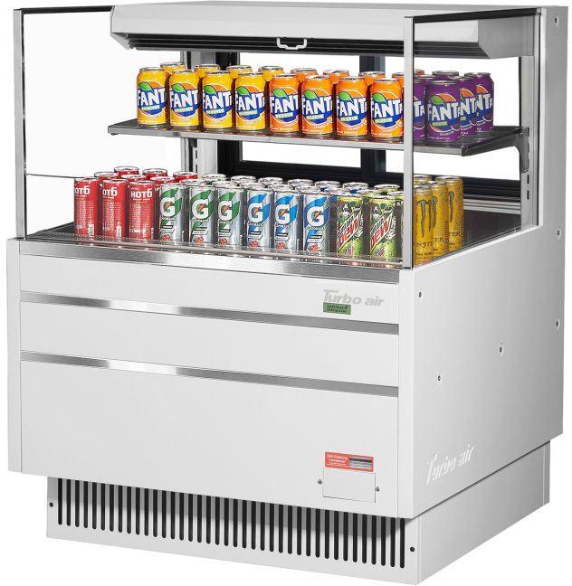 Turbo Air - 34.75" White Low Profile Horizontal Open Display Case - TOM-36L-UFD-W-2S-N (ETA 5-6 Weeks)