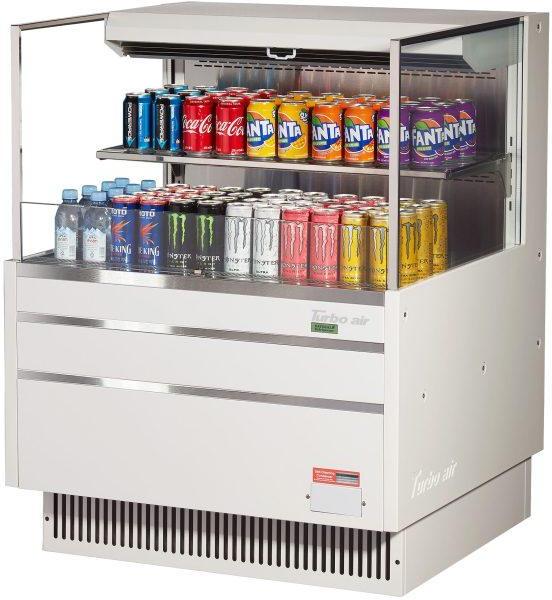 Turbo Air - 34.75" White Low Profile Horizontal Open Display Case With One Shelves - TOM-36L-UF-W-2S-N (ETA 5-6 Weeks)