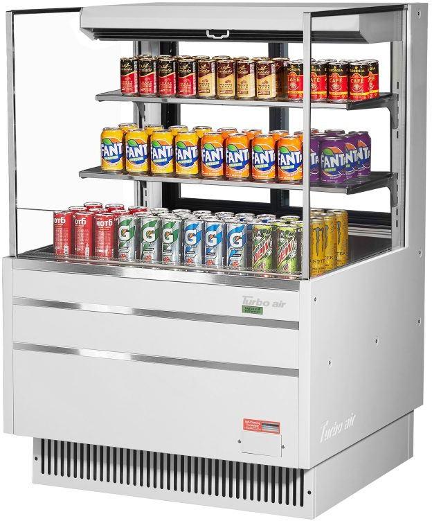 Turbo Air - 34.75" White Low Profile Horizontal Open Display Merchandiser Case - TOM-36L-UFD-W-3S-N (ETA 5-6 Weeks)