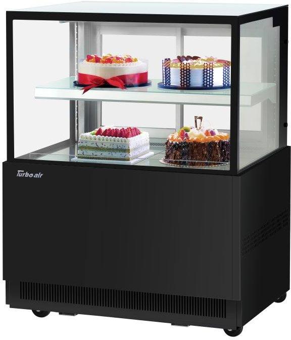 Turbo Air - 35.5" Black Square Glass Two Tiers Refrigerated Bakery Display Case - TBP36-46NN-B (ETA 5-6 Weeks)