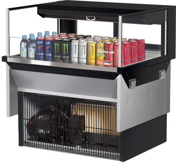 Turbo Air - 35.6" Black Low Profile Drop-In Horizontal Open Display Case - TOM-36L-UFD-B-1SI-N (ETA 5-6 Weeks)