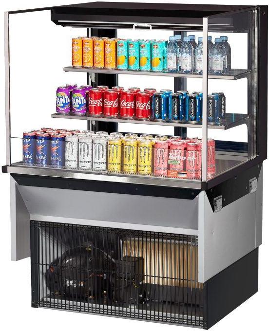 Turbo Air - 35.6" Black Low Profile Drop-In Horizontal Open Display Case - TOM-36L-UFD-B-3SI-N (ETA 5-6 Weeks)