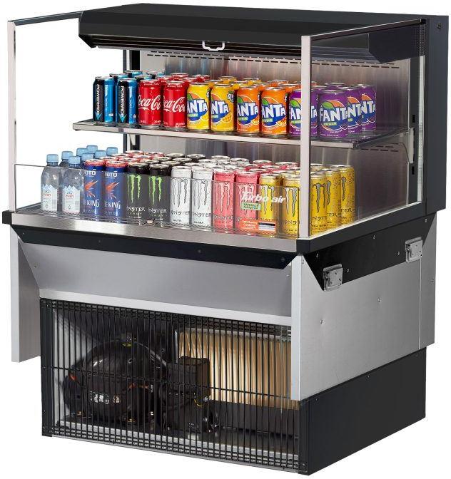 Turbo Air - 35.6" Black Low Profile Drop-In Horizontal Open Display Case With One Shelves - TOM-36L-UF-B-2SI-N (ETA 5-6 Weeks)
