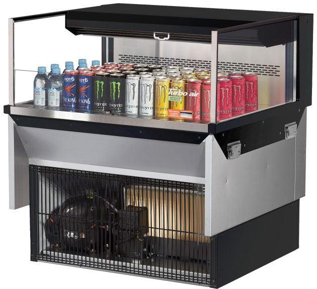 Turbo Air - 35.6" Black Low Profile Drop-In Horizontal Open Display Case With no Shelves - TOM-36L-UF-B-1SI-N (ETA 5-6 Weeks)
