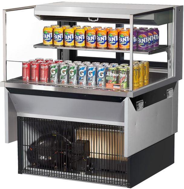 Turbo Air - 35.6" Silver Low Profile Drop-In Horizontal Open Display Case - TOM-36L-UFD-S-2SI-N (ETA 5-6 Weeks)