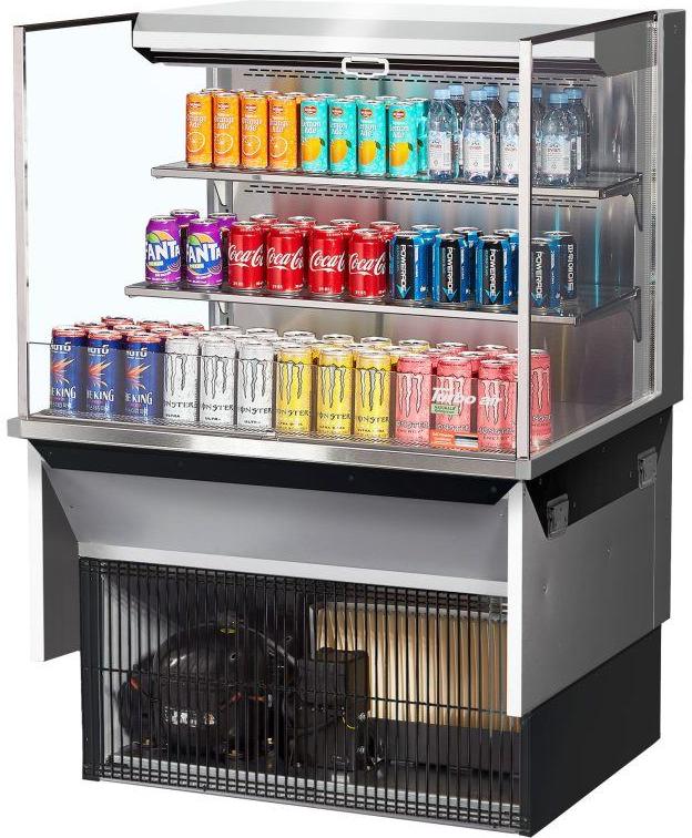 Turbo Air - 35.6" Silver Low Profile Drop-In Horizontal Open Display Case With 2 Shelves - TOM-36L-UF-S-3SI-N (ETA 5-6 Weeks)