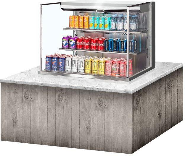 Turbo Air - 35.6" Silver Low Profile Drop-In Horizontal Open Display Case With 2 Shelves - TOM-36L-UF-S-3SI-N (ETA 5-6 Weeks)