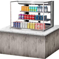 Turbo Air - 35.6" Silver Low Profile Horizontal Open Display Case with 2 Glass Shelves + Deck Only - TOM-36L-UFD-S-3SI-N (ETA 5-6 Weeks)