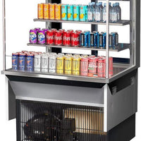 Turbo Air - 35.6" Silver Low Profile Horizontal Open Display Case with 2 Glass Shelves + Deck Only - TOM-36L-UFD-S-3SI-N (ETA 5-6 Weeks)
