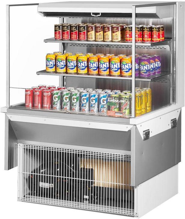 Turbo Air - 35.6" White Low Profile Drop-In Horizontal Open Display Case With Two Shelves - TOM-36L-UF-W-3SI-N (ETA 5-6 Weeks)