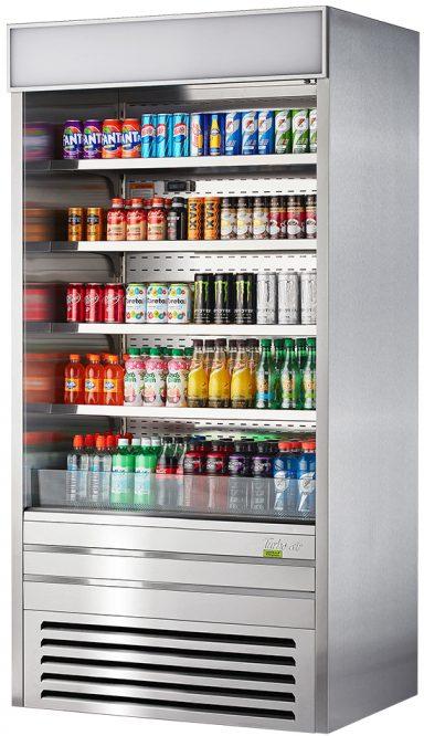 Turbo Air - 36" Silver Vertical Air Curtain Open Display Merchandiser with 4 Shelves - TOM-36ES-N (ETA 5-6 Weeks)