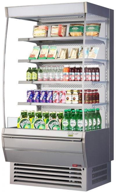 Turbo Air - 36" Silver Vertical Extra Deep Open Display Merchandiser with Solid Flat Shelves - TOM-36DXS-N (ETA 5-6 Weeks)