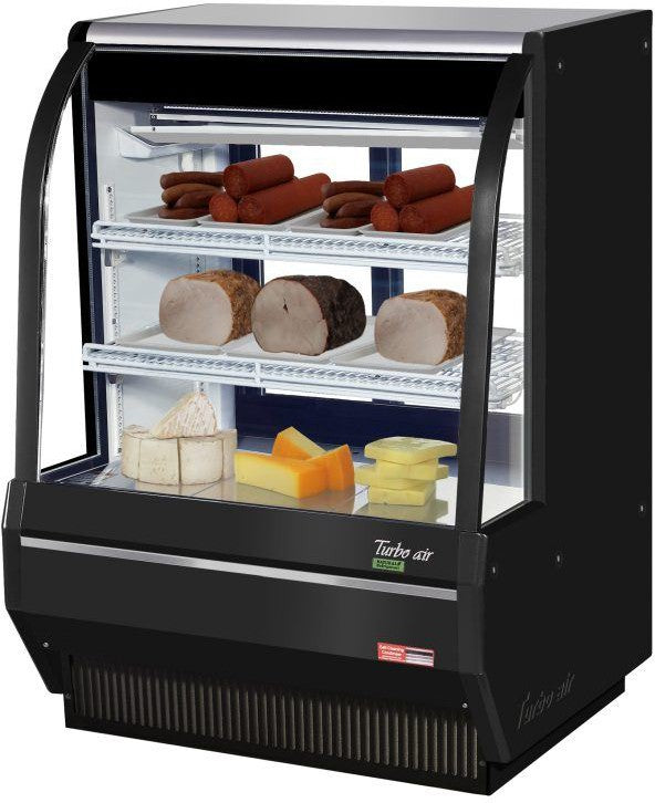 Turbo Air - 36.5" Black Full Service Deli Case with Curved Glass and 3 Levels - TCDD-36H-B-N (ETA 5-6 Weeks)