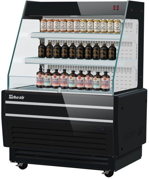 Turbo Air - 37" Black Horizontal Refrigerated Open Display Merchandiser with 2 Shelves - TBA37-50N-B (ETA 5-6 Weeks)