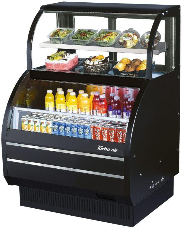 Turbo Air - 39" Black Dual Service Refrigerated Open Display Merchandiser - TOM-W-40SB-N (ETA 5-6 Weeks)