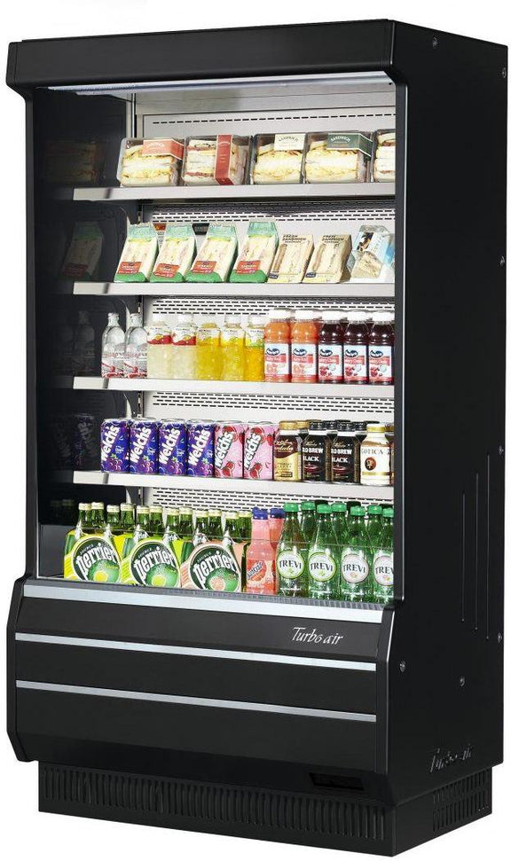 Turbo Air - 39.2" Black Vertical Full Heights Open Display Merchandiser and 4 Shelves - TOM-40B-SP(-A)-N (ETA 5-6 Weeks)